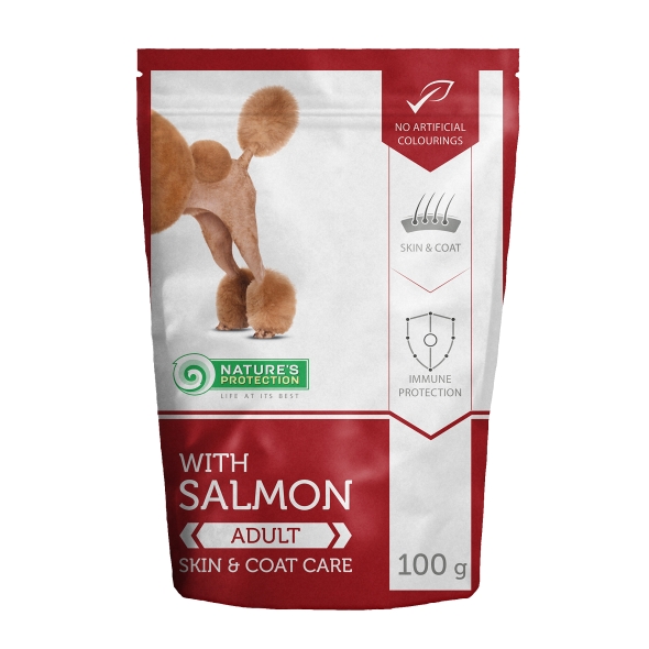 Пауч для дорослих собак з лососем Nature&#039;s Protection Skin&amp;Coat Care 100г