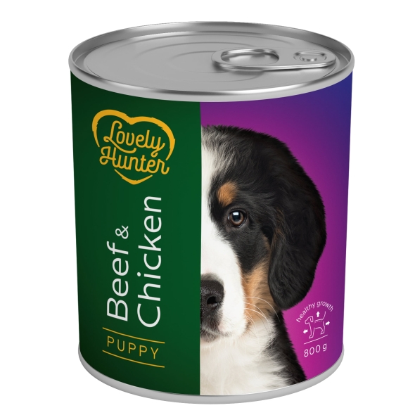 Вологий корм для цуценят з яловичиною та куркою Lovely Hunter Puppy Beef and Chicken 800 г
