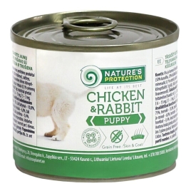 Вологий корм для цуценят всіх порід з курятиною та кролятиною Nature&#039;s Protection Puppy chicken &amp; rabbit 200г