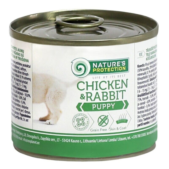 Вологий корм для цуценят всіх порід з курятиною та кролятиною Nature&#039;s Protection Puppy chicken &amp; rabbit 200г
