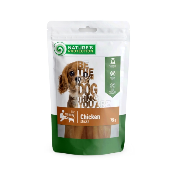 Ласощі для собак, стіки з курки, Nature&#039;s Protection snack for dogs chicken sticks, 75г