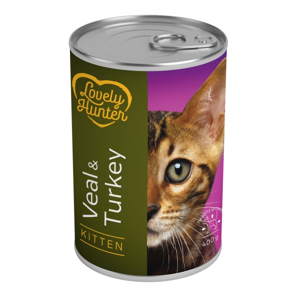 Вологий корм для кошенят з телятиною та індичатиною Lovely Hunter Kitten Veal and Turkey 400 г