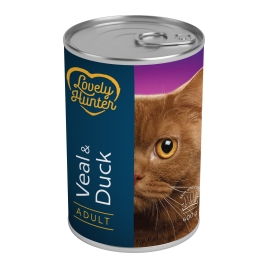 Вологий корм для дорослих котів з телятиною і качкою Lovely Hunter Adult Veal and Duck 400 г (упаковка 6шт)