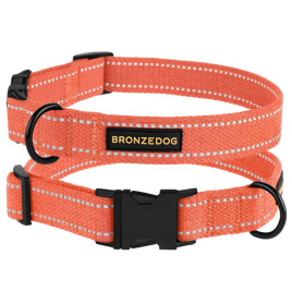 Ошейник для Собак Bronzedog Брезент с металлической пряжкой оранжевый, размер S