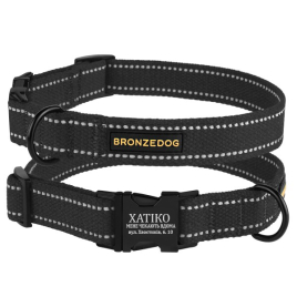 Ошейник для Собак Bronzedog Брезент с металлической пряжкой графит, размер S