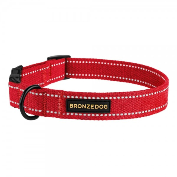 Нашийник для Собак Bronzedog Брезент з металевою пряжкою червоний, розмір S - 2
