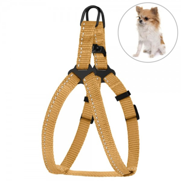 Шлея BronzeDog Active для мелких пород со светоотражением золотистая, размер XS - 1