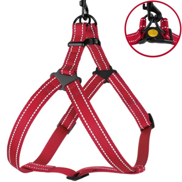 Шлея для собак BronzeDog Active со светоотражением красная, размер S - 1