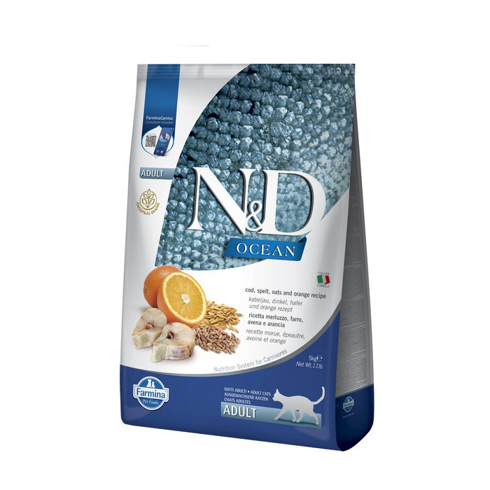 Farmina N&D Ocean Cod Spelt, Oats&Orange Cat Adult Сухой корм с