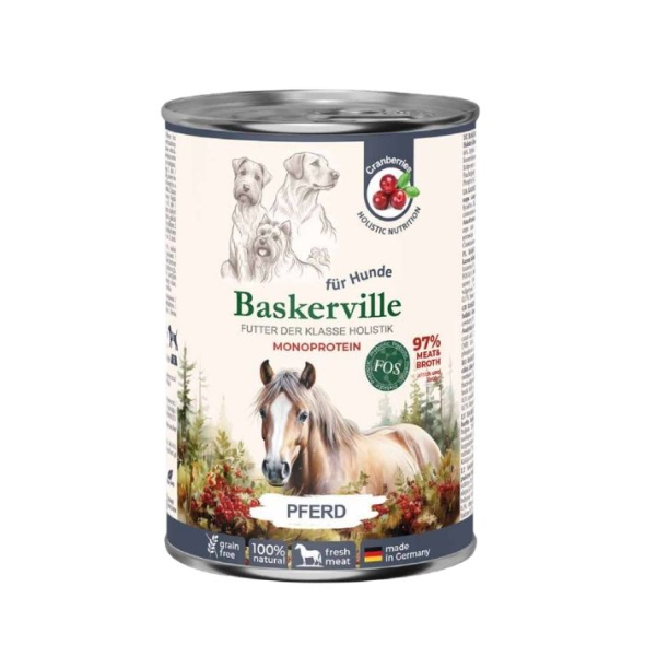 Baskerville FOS Monoprotein Pferd Влажный корм для собак конина с клюквой, 400 г