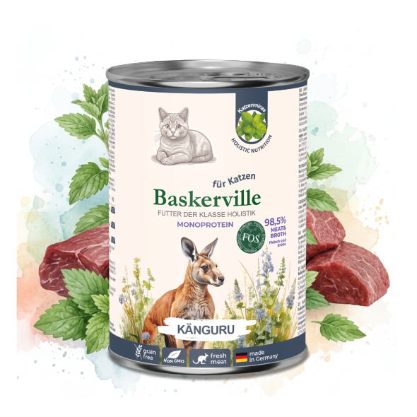 Baskerville FOS Monoprotein Känguru Вологий корм для котів з чутливим травленням кенгуру з котячою м'ятою, 400 г - 2