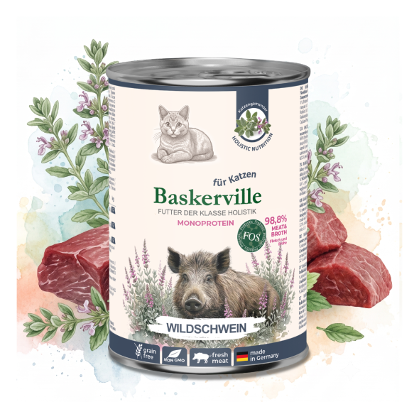 Baskerville FOS Monoprotein Wildschwein Вологий корм для котів дикий кабан, 400 г - 2