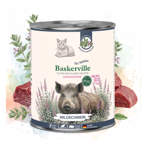 Baskerville FOS Monoprotein Wildschwein Вологий корм для котів дикий кабан, 800 г - 2