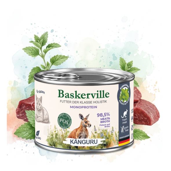 Baskerville FOS Monoprotein Känguru Вологий корм для котів з чутливим травленням кенгуру з котячою м'ятою, 200 г - 2