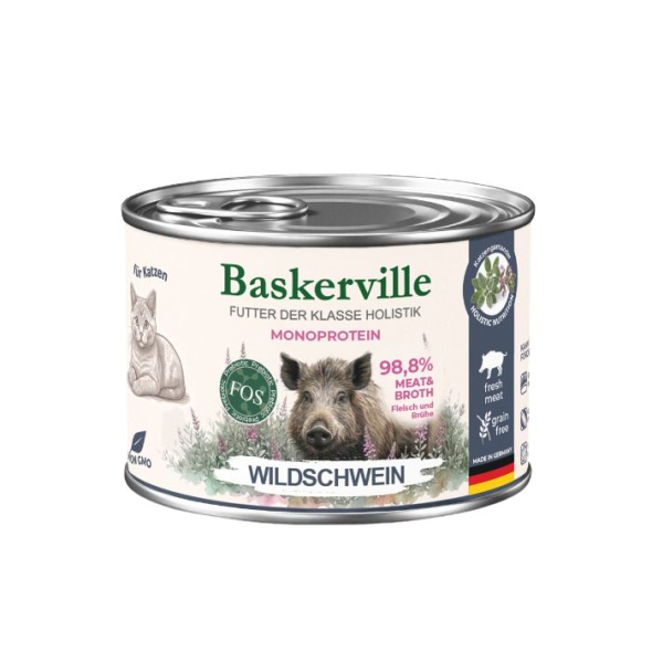 Baskerville FOS Monoprotein Wildschwein Вологий корм для котів дикий кабан, 200 г