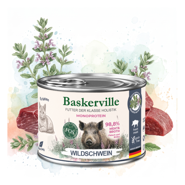Baskerville FOS Monoprotein Wildschwein Вологий корм для котів дикий кабан, 200 г - 2