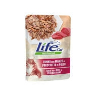 LifeCat Влажный корм для кошек Тунец с говядиной и куриной ветчиной в желе 70 г