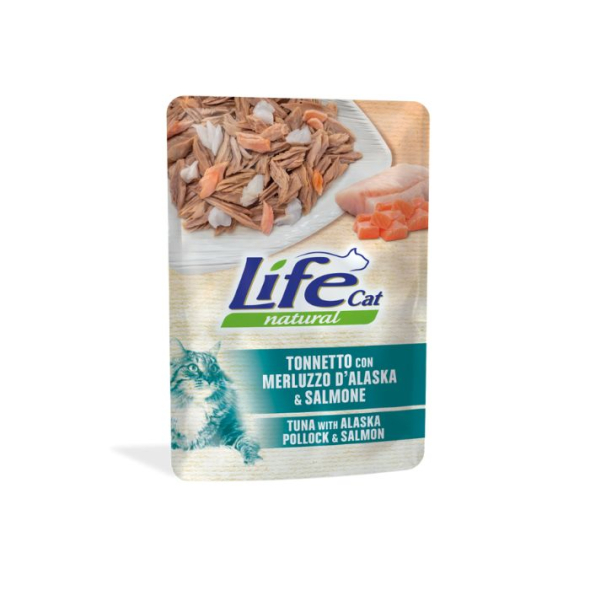 LifeCat Вологий корм для котів Тунець з тріскою та лососем в желе 70 г