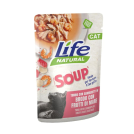 LifeCat Суп для кошек с тунцом и креветками в бульоне с морепродуктами, 60 г
