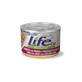 LifeCat le Ricette Влажный корм для кошек Тунец с говядиной и куриной ветчиной 150 г