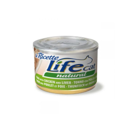 LifeCat le Ricette Влажный корм для кошек Тунец с курицей и куриной печенью 150 г