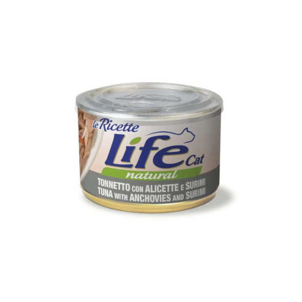 LifeCat le Ricette Вологий корм для котів Тунець з анчоусами та крабами 150 г