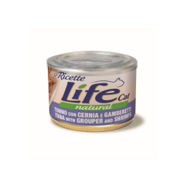 LifeCat le Ricette Влажный корм для кошек Тунец с окунем и креветками 150 г