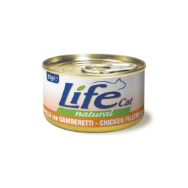 LifeCat Влажный корм для кошек Куриное филе с креветками 85 г