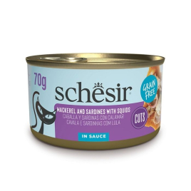 Schesir Grill Mackerel and Sardines with Squids Влажный корм для кошек макрель с сардиной и кальмаром в соусе, 70 г