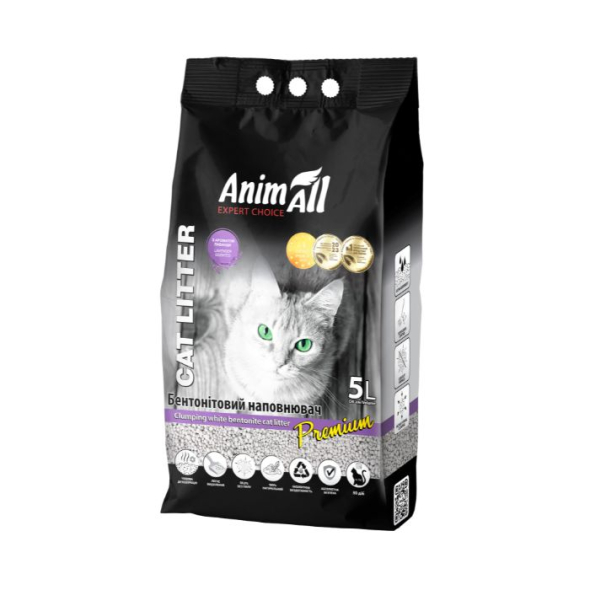 AnimAll Наполнитель бентонитовый белый с ароматом лаванды 5л - 1