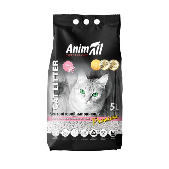 AnimAll Наполнитель бентонитовый белый, с ароматом детской присыпки 5 л - 1