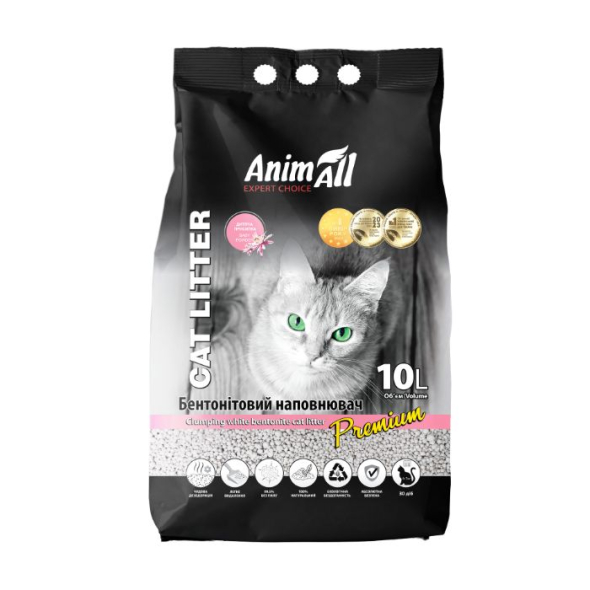 AnimAll Наполнитель бентонитовый белый с ароматом детской присыпки 10 л - 1