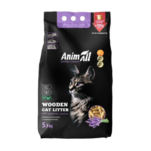 AnimAll Наполнитель древесный, с ароматом лаванды 5,3 кг - 1