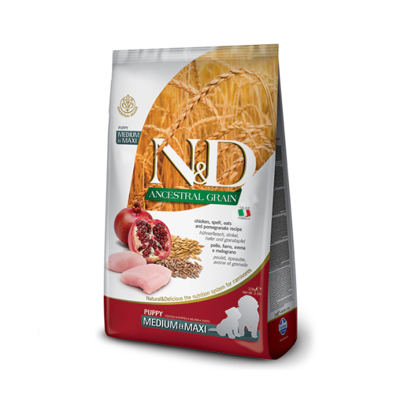 Farmina N&amp;D Ancestral Grain Chicken&amp;Pomegranate Puppy Medium&amp;Maxi Сухий корм з куркою і гранатом для цуценят середніх і великих порід, 2,5 кг