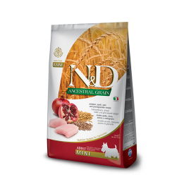 Farmina N&amp;D Ancestral Grain Chicken&amp;Pomegranate Adult Mini Сухий корм з куркою, гранатом і злаками для собак дрібних порід, 2,5 кг