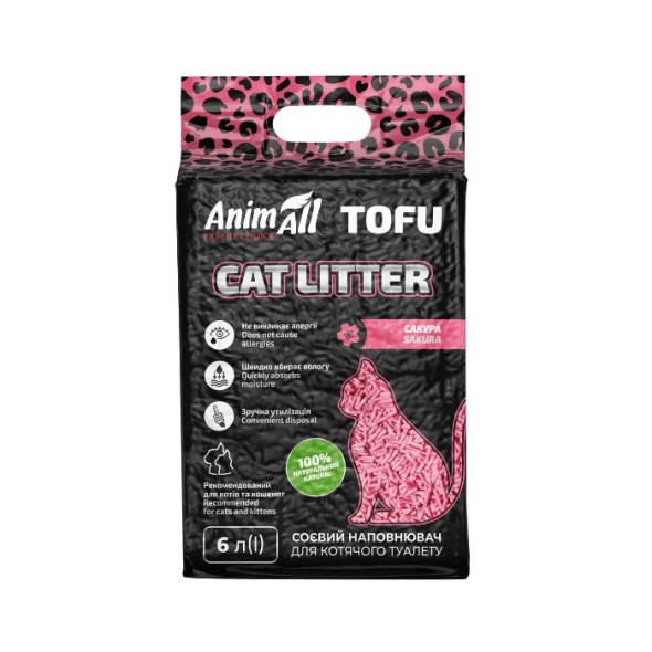 AnimAll Tofu Наповнювач соєвий з ароматом сакури 6 л - 1