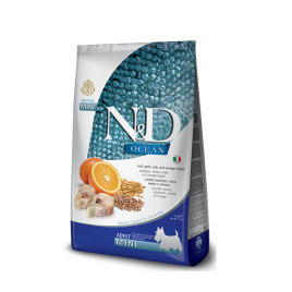 Farmina N&amp;D Ocean Cod Spelt, Oats&amp;Orange Adult Mini Сухой корм с треской, спельтой, овсом и апельсином для собак малых пород, 2,5 кг