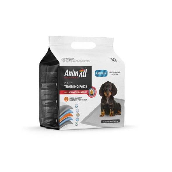 AnimAll Пеленки с активированным углем для щенков и взрослых собак, 60 x 90 см, 50 шт