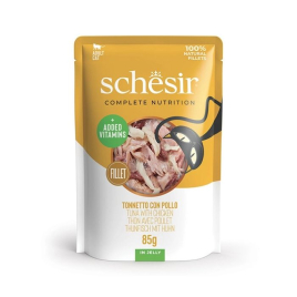 Schesir Tuna with Chicken Влажный корм для кошек тунец с куриным филе в желе пауч, 85 г