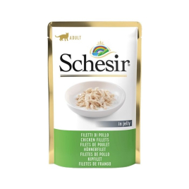Schesir Chicken Fillets Влажный корм для кошек куриное филе в желе пауч, 85 г