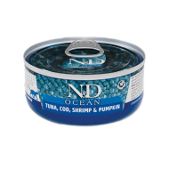 Farmina N&amp;D Ocean GF Tuna Cod Shrimp &amp; Pumpkin Adult Вологий корм з тунцем, тріскою і креветками для котів, 70 г