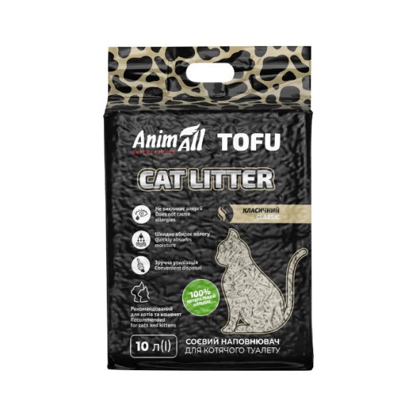 AnimAll Tofu Classic Наполнитель соевый, без аромата 10 л - 1