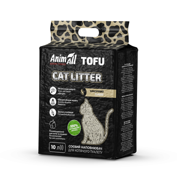 AnimAll Tofu Classic Наполнитель соевый, без аромата 10 л - 2