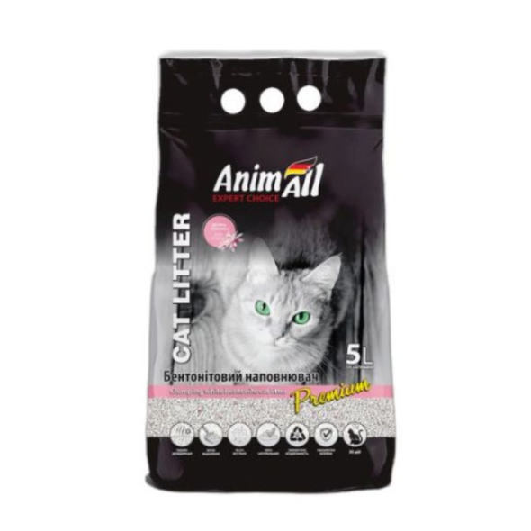 AnimAll Наполнитель бентонитовый белый, с ароматом детской присыпки 5 л