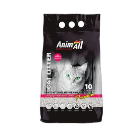 AnimAll Premium Classic Наполнитель бентонитовый белый без аромата 10 л