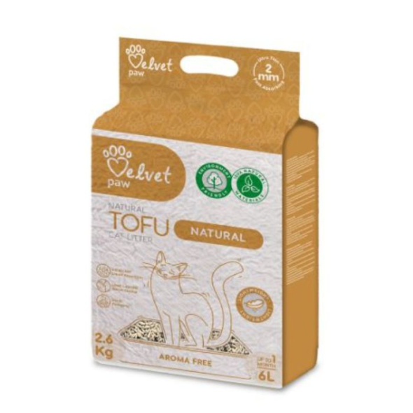 VELVET PAW TOFU Наполнитель для туалетов, без запаха, 6 л/2,6 кг