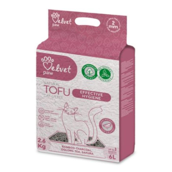VELVET PAW TOFU Наполнитель туалетов для кошек с бамбуковым углем, 6 л/2,6 кг