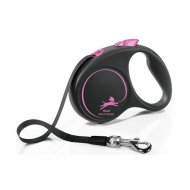 FLEXI Повідець-рулетка Black Design стрічка, розмір S (5 м; до 12 кг), рожевий