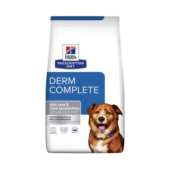 Hill's Prescription Diet Derm Complete Сухой лечебный корм для собак всех пород с рисом и яйцом при атопическом дерматите и пищевой аллергии 4 кг