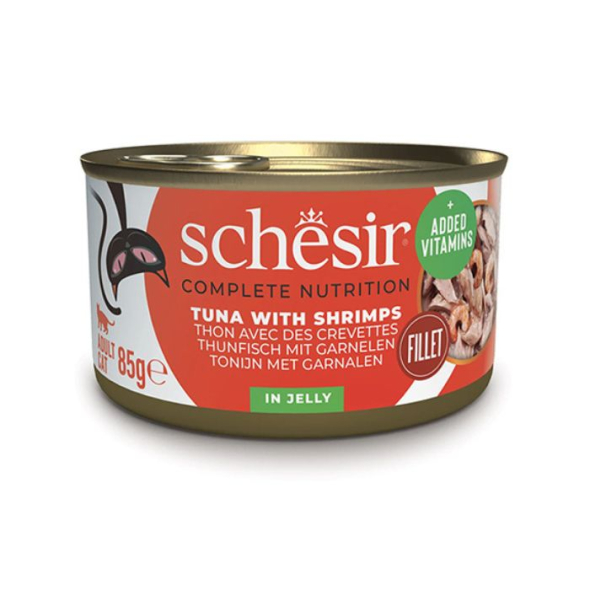 Schesir Tuna with Shrimps Влажный корм для кошек тунец с креветками в желе, 85 г